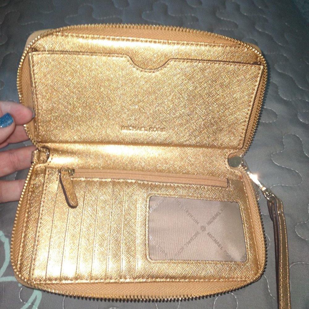 Michael Kors gold tech wallet